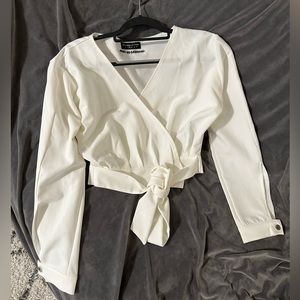 Maniere de voir long sleeved wrap top white